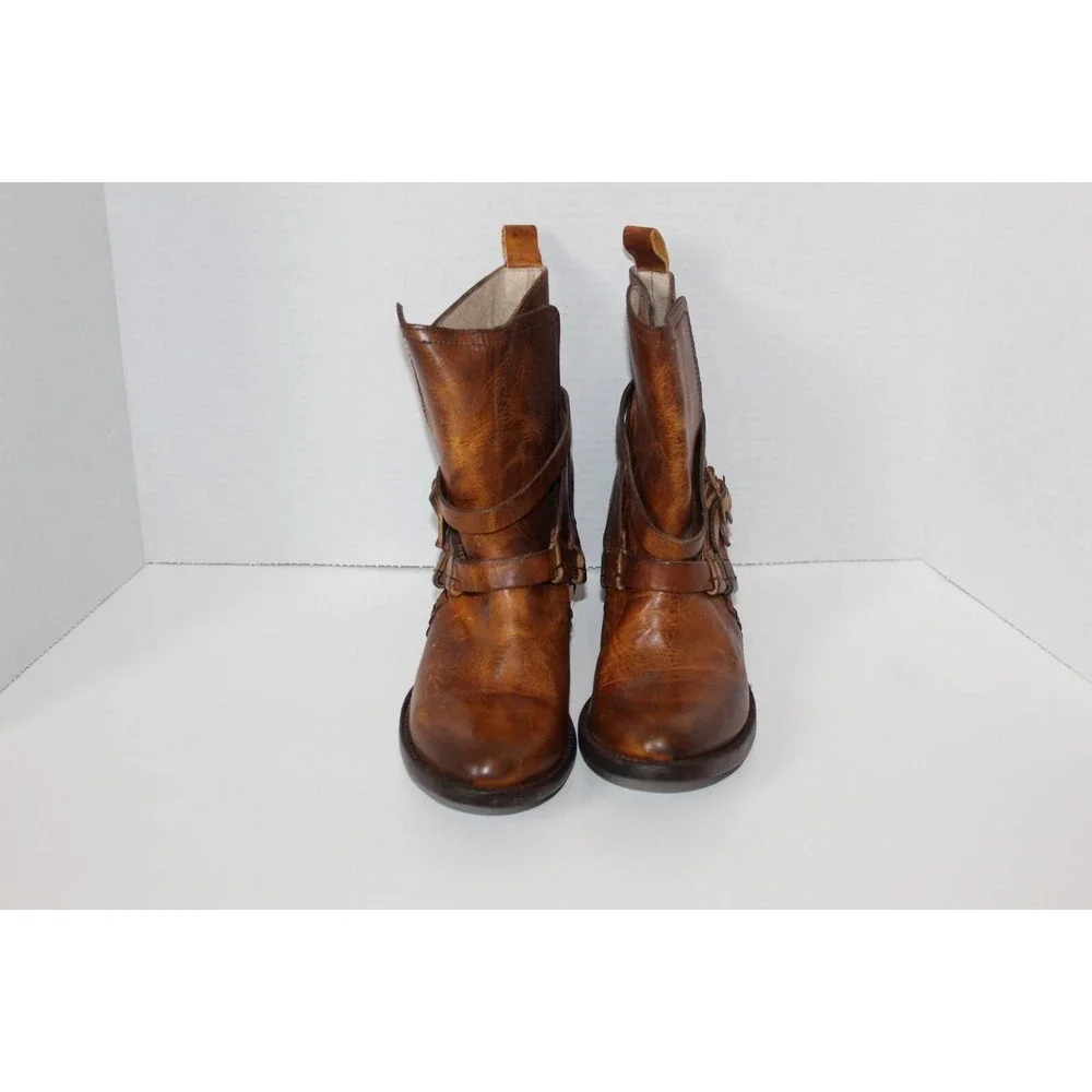 Free Bird Saint Leather Ankle Bootie Cognac Burnished Brown Boots Size 7 H13913 - Picture 6 of 12